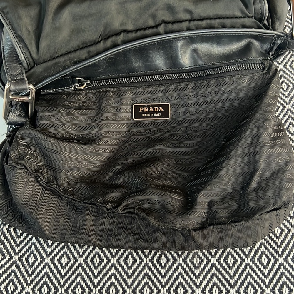 Rare Vintage PRADA Nylon Tessuto Leather Shoulder Hand Bag Purse Black GUC - Picture 8 of 15